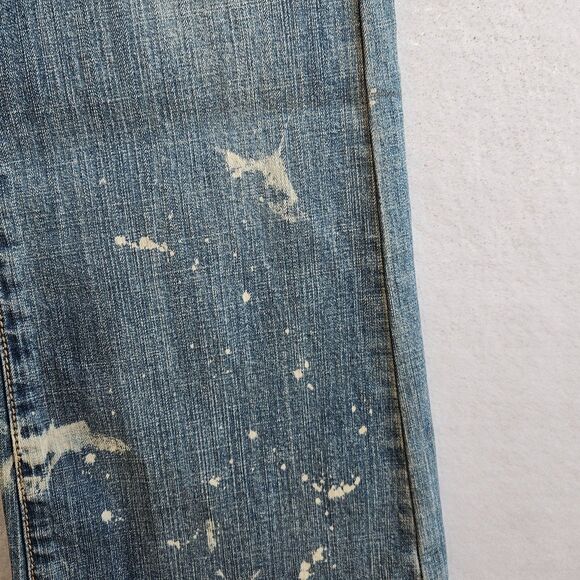 Hint Jeans Women Sz 1 Blue Boot Cut Bleach Splatter Look Y2K Festival Hippie New - Picture 16 of 16